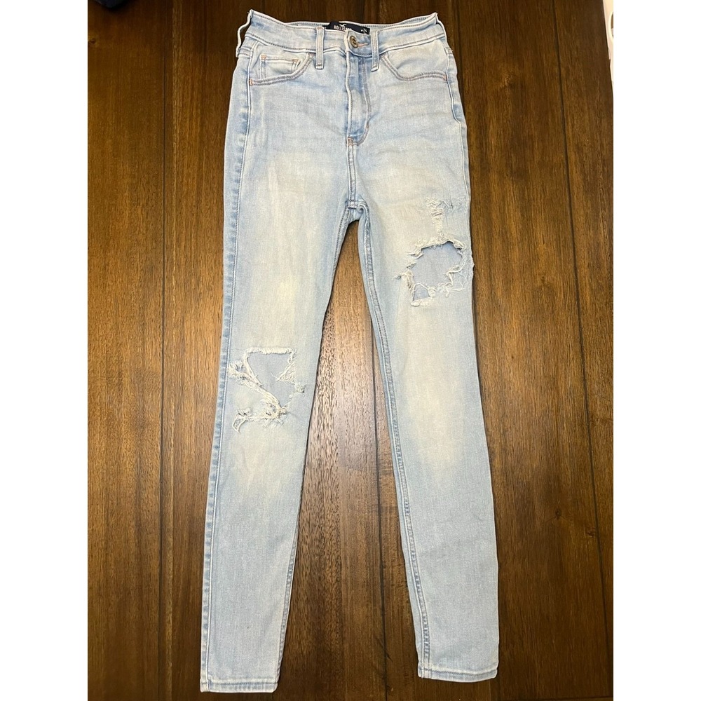 Hollister‎ Ultra High-Rise Super Skinny Distressed Light Wash Jeans W24 L26 0S
